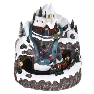 Villaggio con musica movimento e luci con treno - Pezzi 1 - 21,5xH23,5x20cm - Bianchi Dino SpA