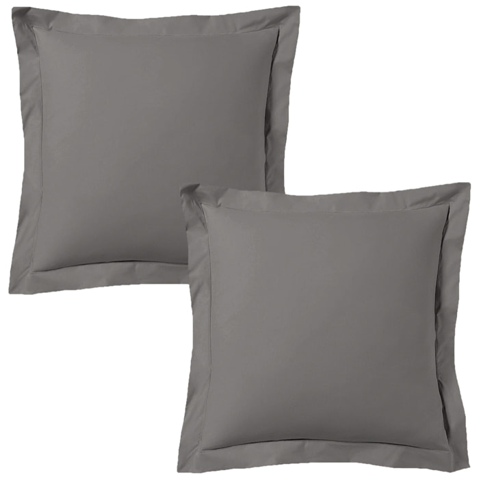 Lot de 2 taies d'oreiller satin de coton gris