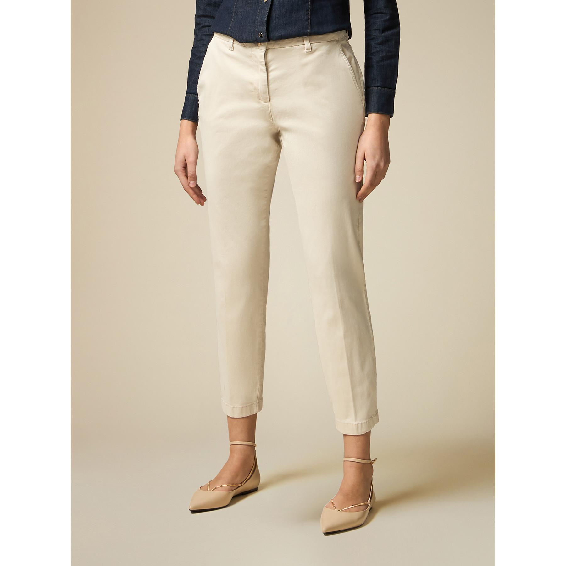 Oltre - Pantaloni a sigaretta misto tencel - Beige