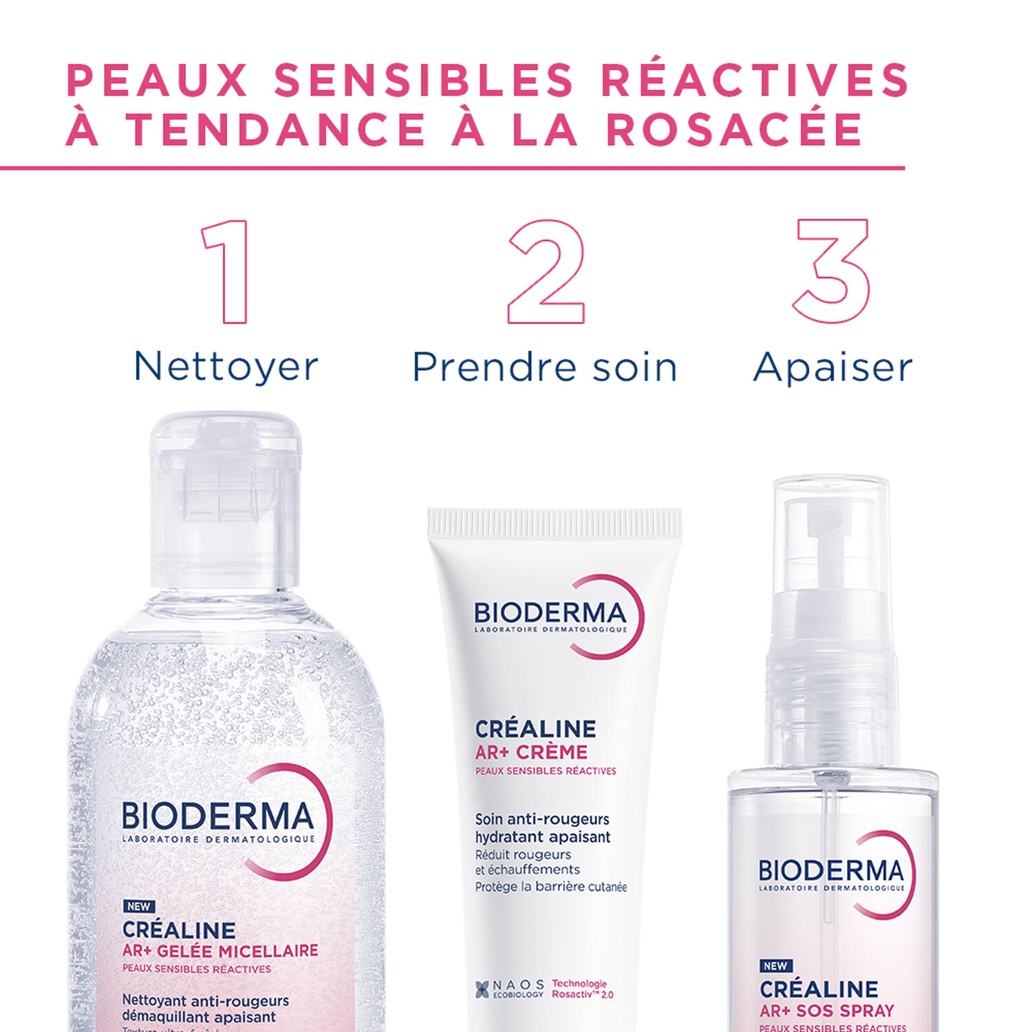 Crealine AR+ - Gelée Micellaire - Nettoyant anti-rougeurs démaquillant apaisant 250 ml