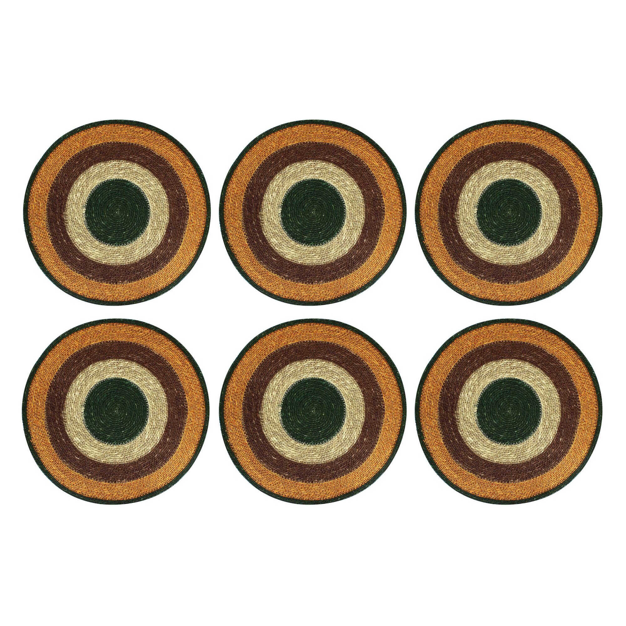 Lot de 6 sets de table terracotta en jonc de mer 38cm LUNA