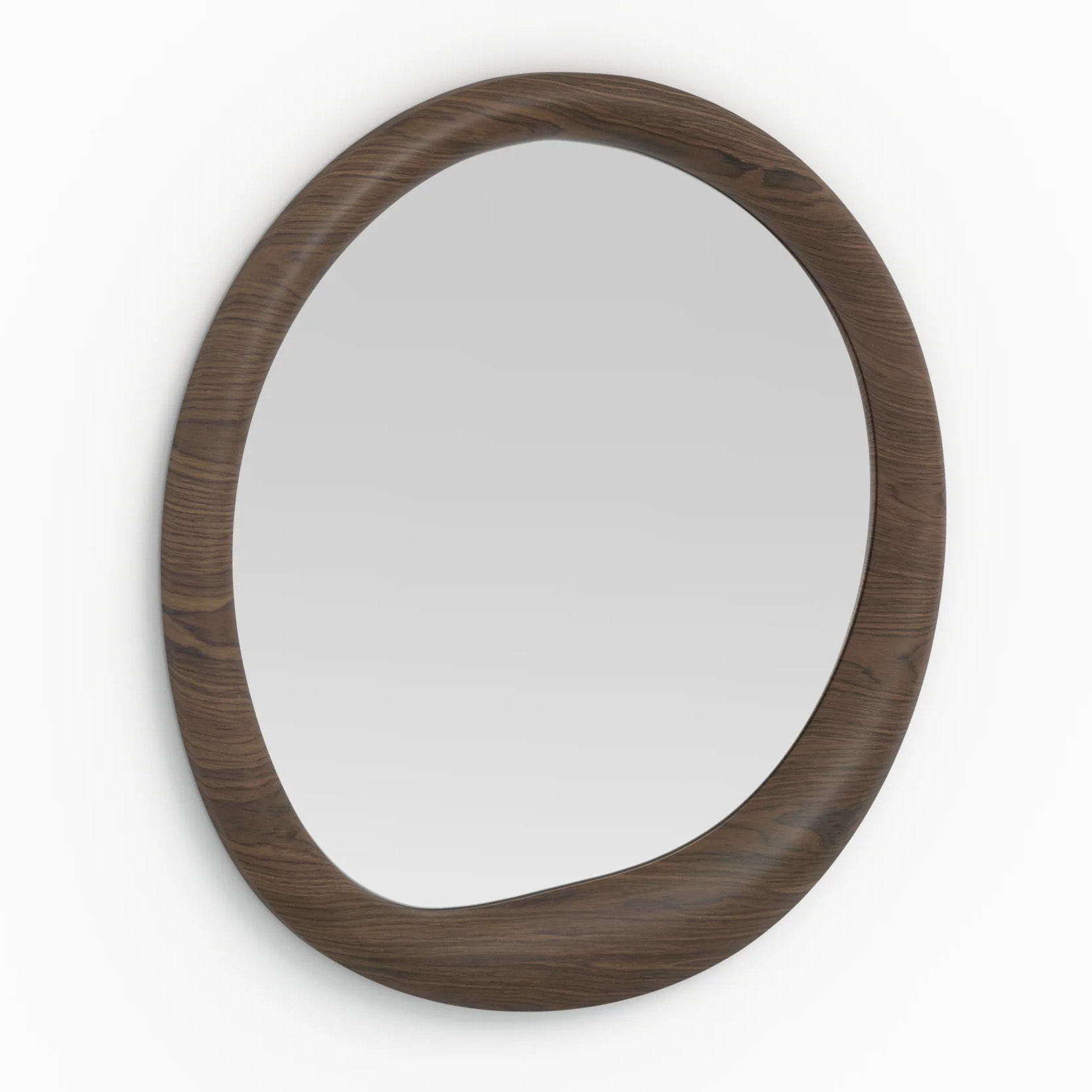 Miroir rond en placage noyer, D100 cm - Yoko