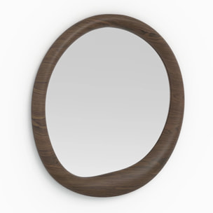 Miroir rond en placage noyer, D100 cm - Yoko
