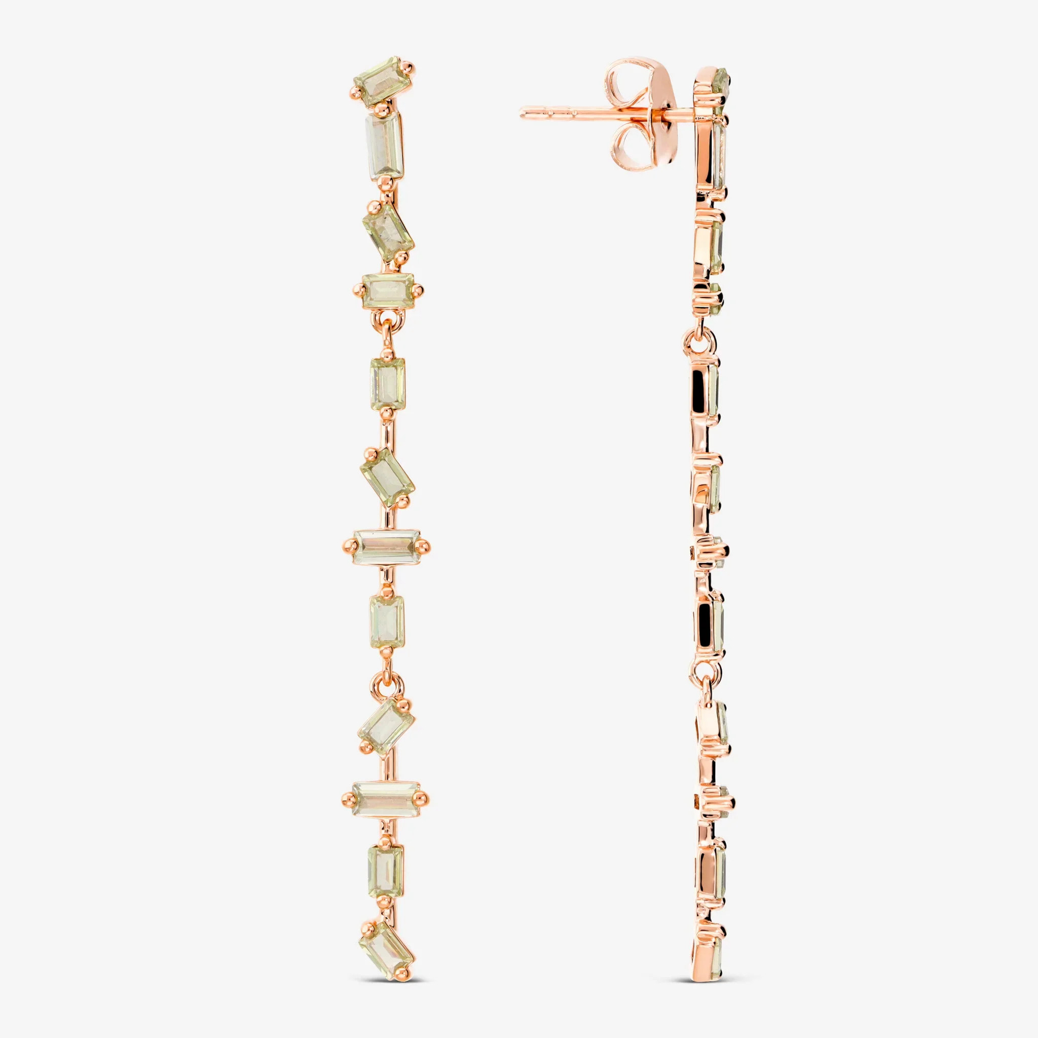 Orecchini Pendenti con Cubic Zirconia Bianche a Baguette