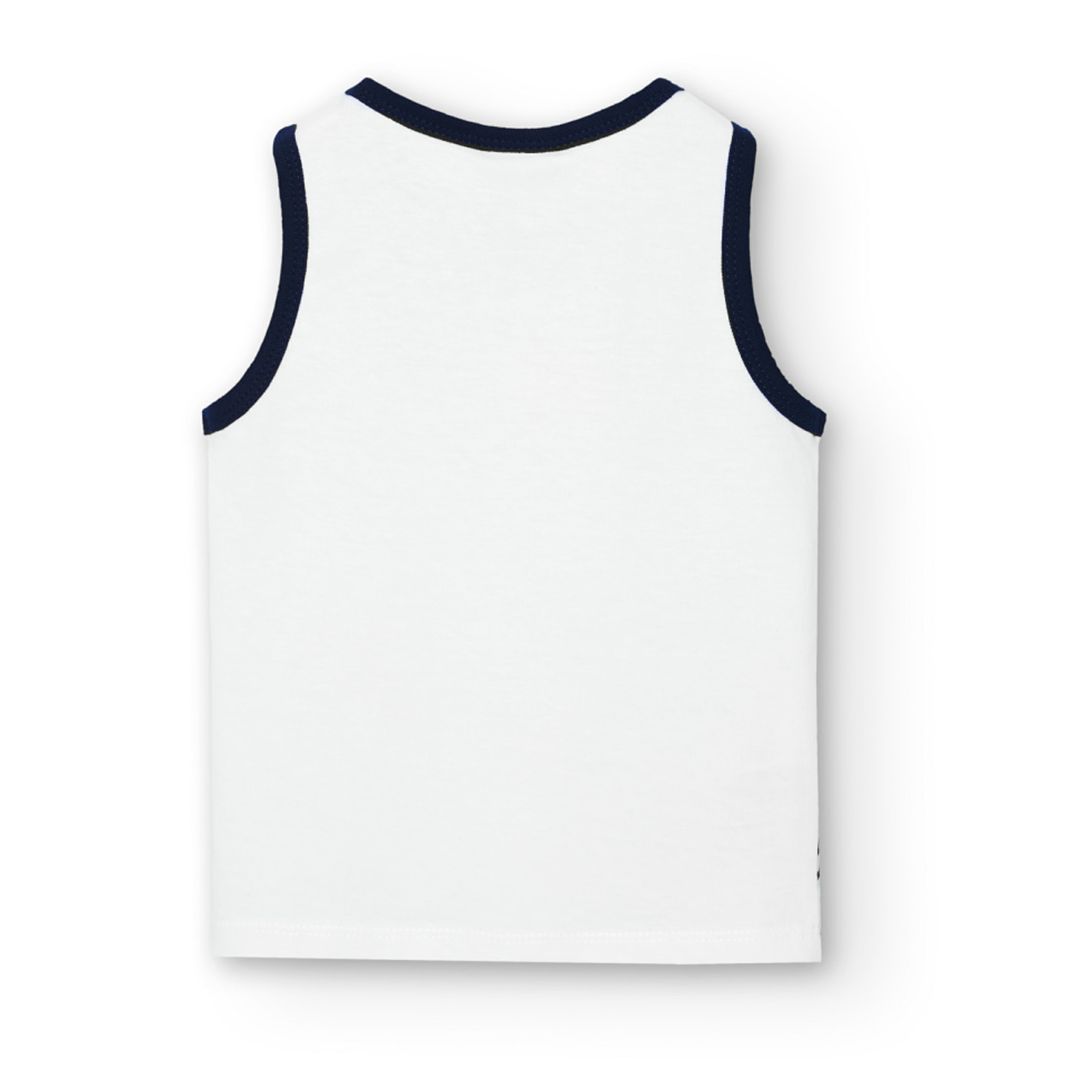 Camiseta niño, tirantes, cuello redondo estampada, blanco
