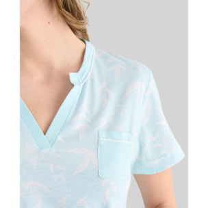 Camisón corto mujer hojas suave