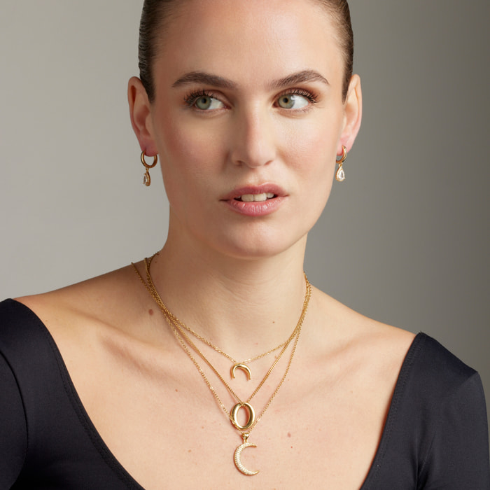 Pendientes de Circonita Brillante acabados en oro amarillo de 18k