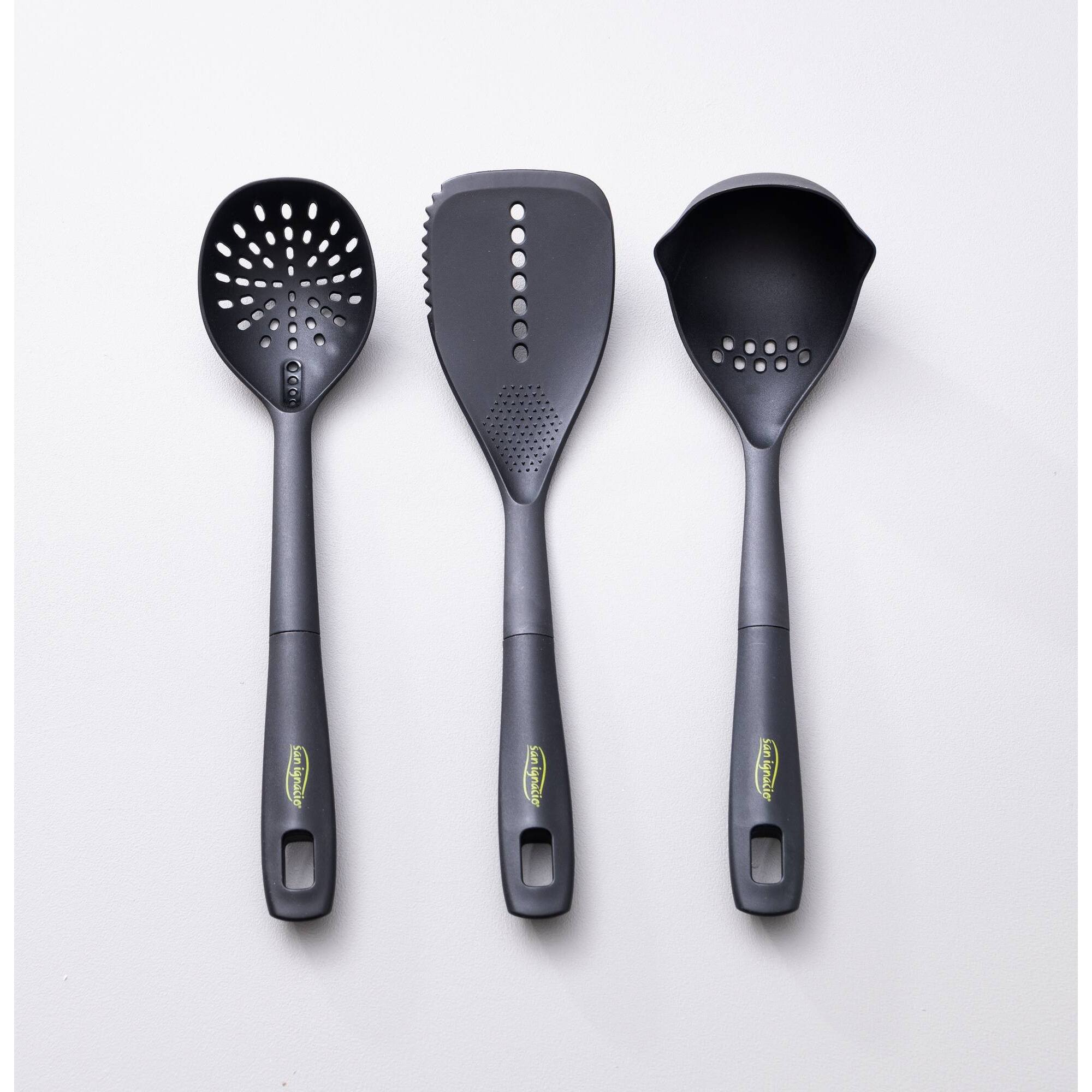 Set de 3 utensilios de cocina de nylon Xtra (cuchara ranurada, cazo y espátula) – San Ignacio