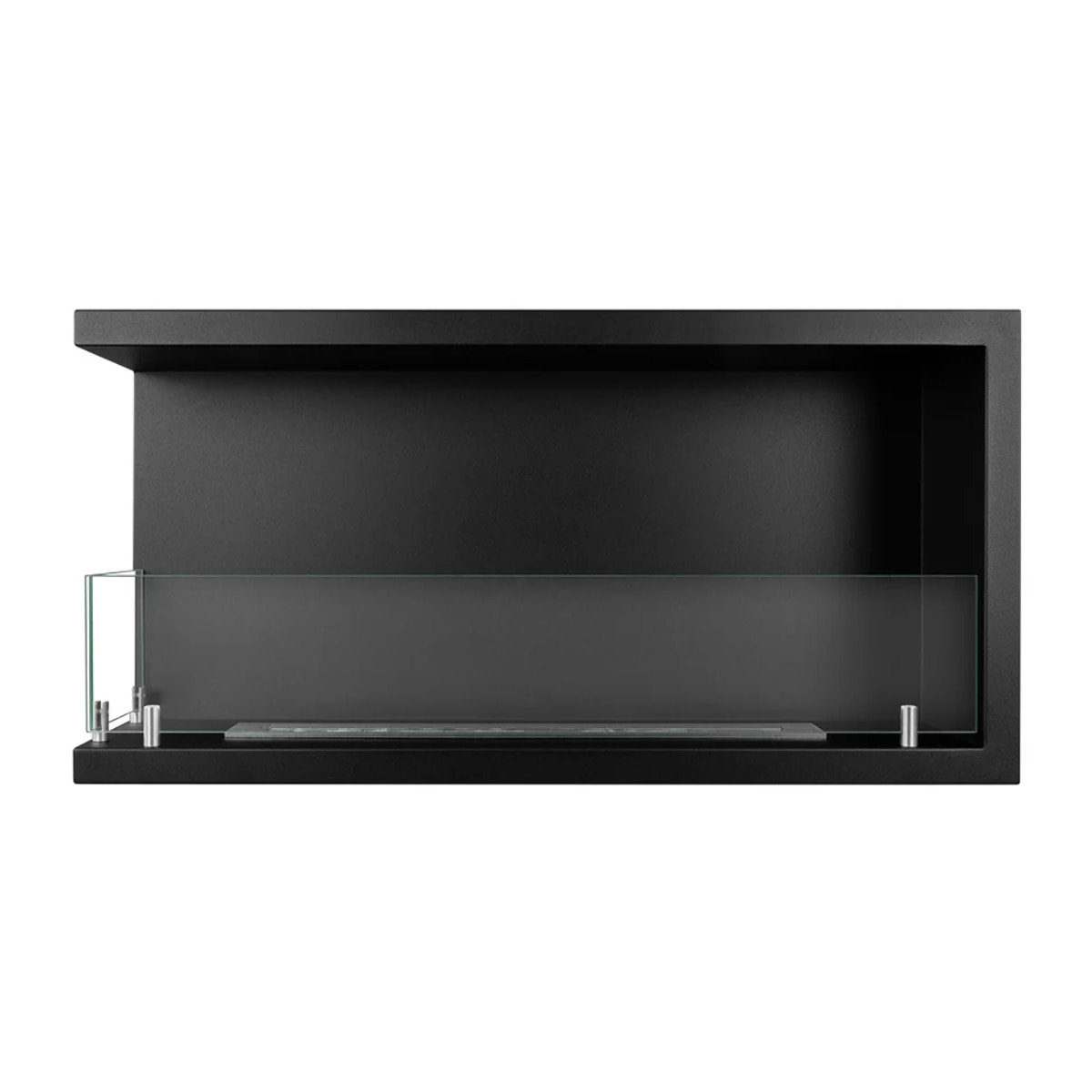 Sutri 90 - Camino a Bioetanolo da Incasso Angolare Sinistro 90x45x22,4 cm con Bruciatore 1,5lt in Acciaio