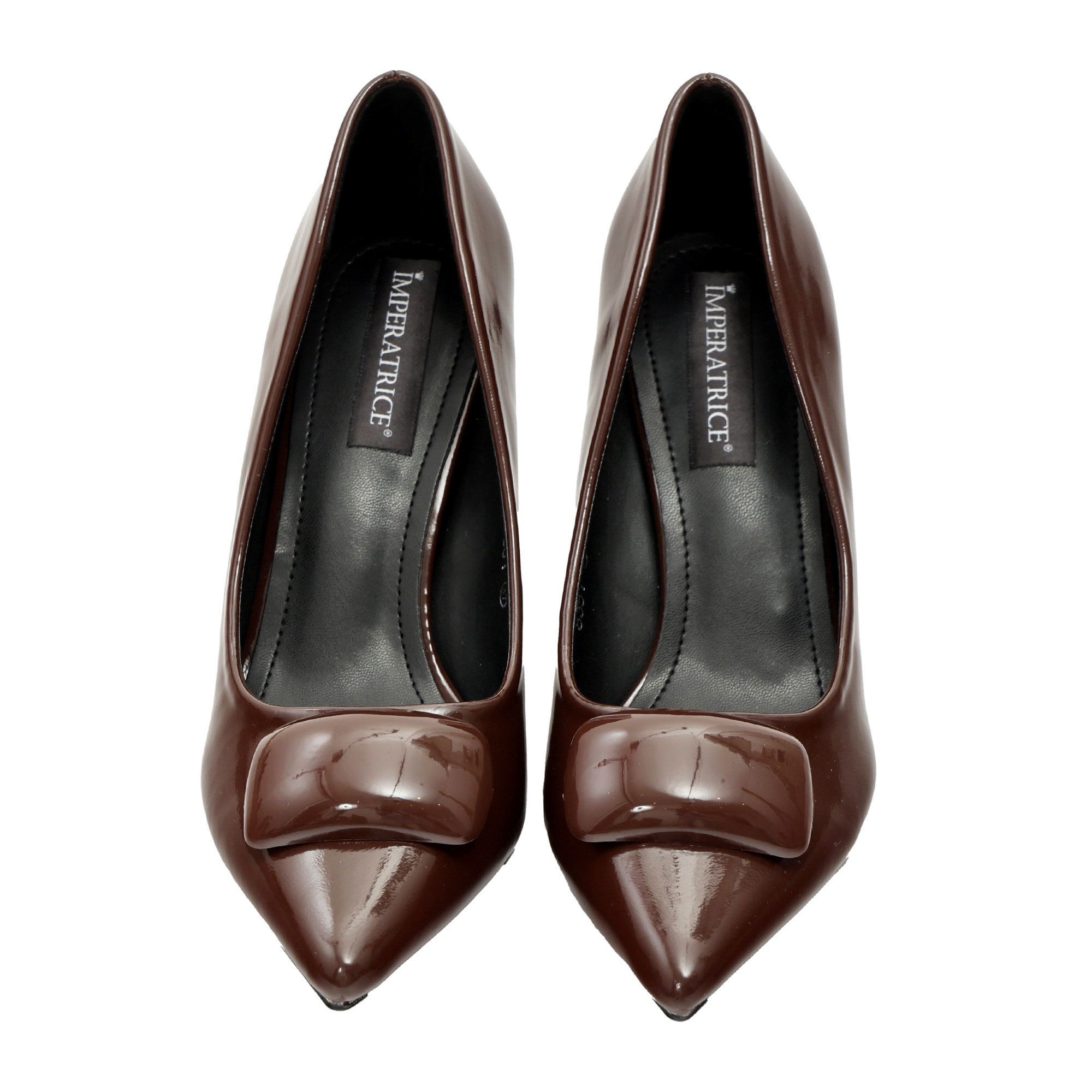 Decolletè in simil pelle verniciata con applicazione