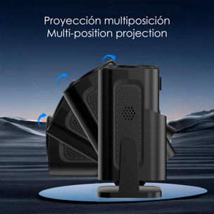 Proiettore LCD HY320, supporto 4K UHD, con wifi 6, duplicazione dello schermo per iOS e Android. Da 40 a 200 pollici, 300 lm. Con telecomando.