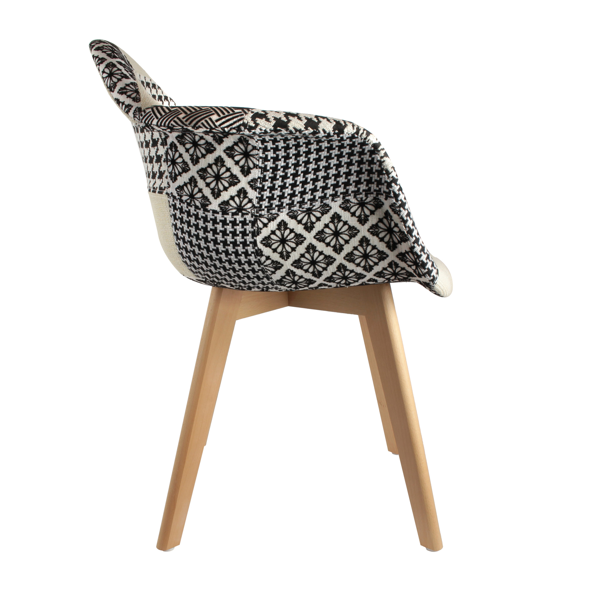 Fauteuil Scandinave Patchwork Noir Blanc - Lot De 2