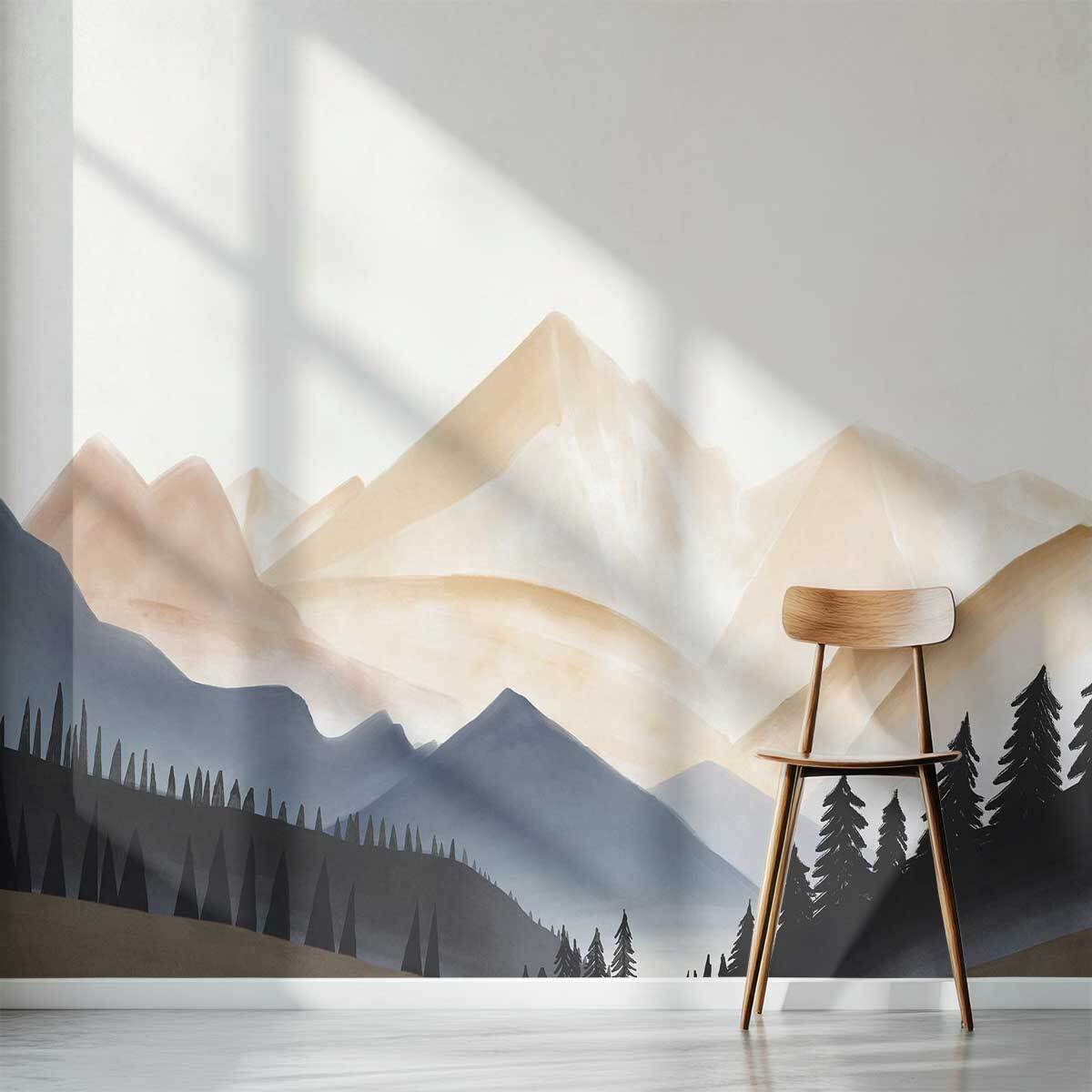 Papier peint silhouette de montagne Intissé