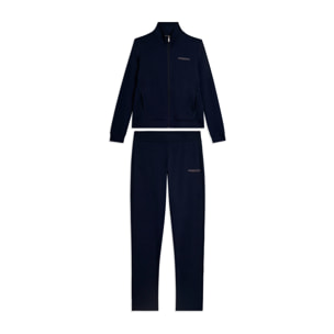 Tuta con zip e collo alto, logo in perline