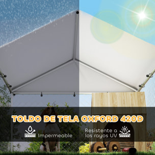 Perrera de Exterior con Techo 2x2x1,55 m Jaula para Perros de Acero Galvanizado con Techo Impermeable Soporte para Comida Giratorio y Ajustable 2 Cuencos para Perros Medianos y Pequeños