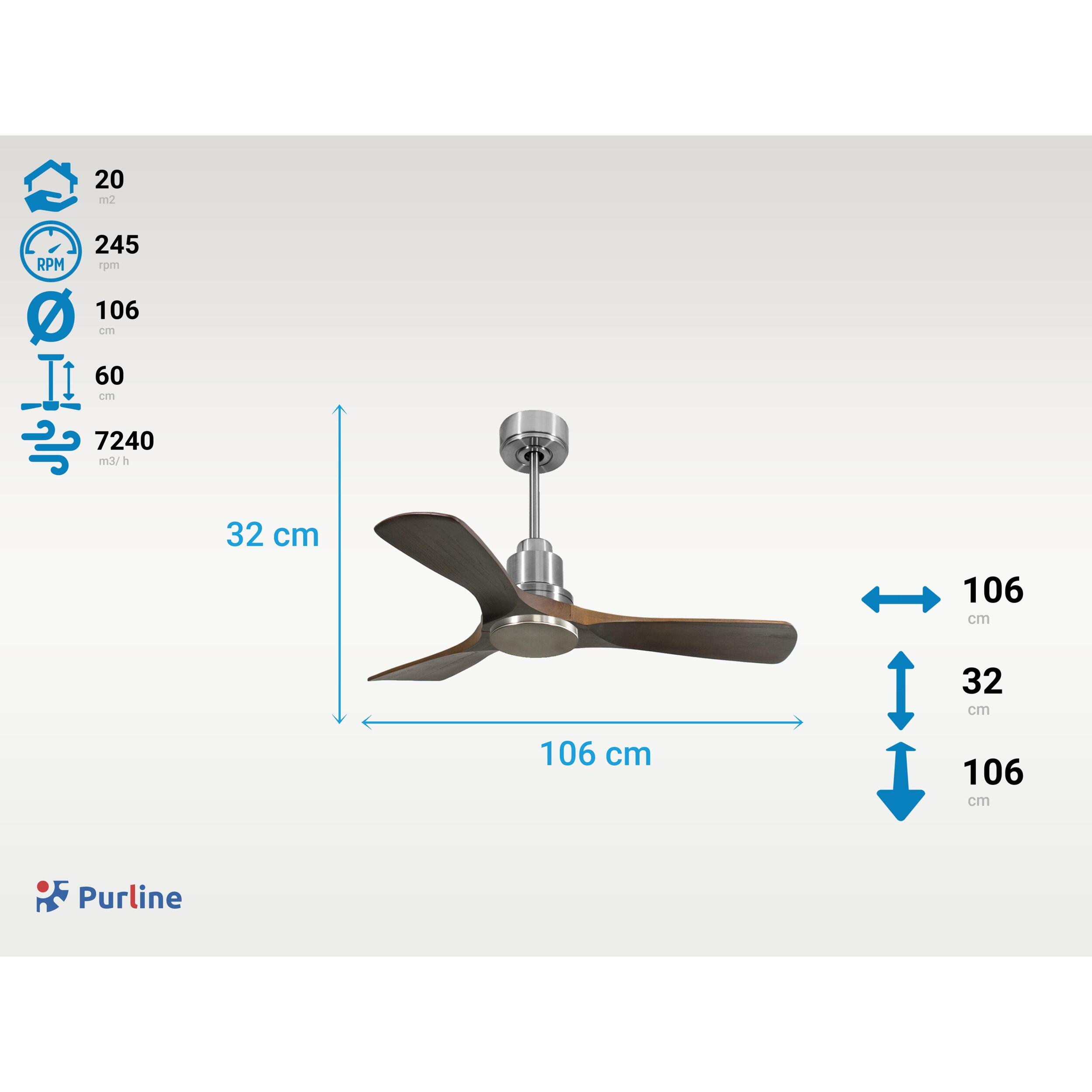 Ventilateur de plafond Réversible  Thermostat Wifi Moteur à courant continu Toits en pente Télécommande Hypersilence Mémoire Shopify Vendible (AUTOMATIQUE)