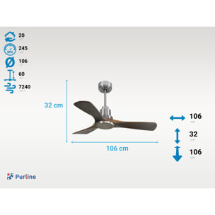 Ventilateur de plafond Réversible  Thermostat Wifi Moteur à courant continu Toits en pente Télécommande Hypersilence Mémoire Shopify Vendible (AUTOMATIQUE)