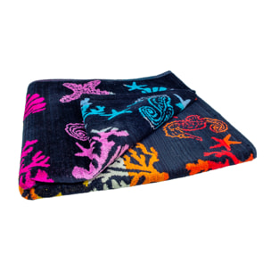 Telo Mare Spugna Jacquard Spiaggia Disegno Fantasy Sea