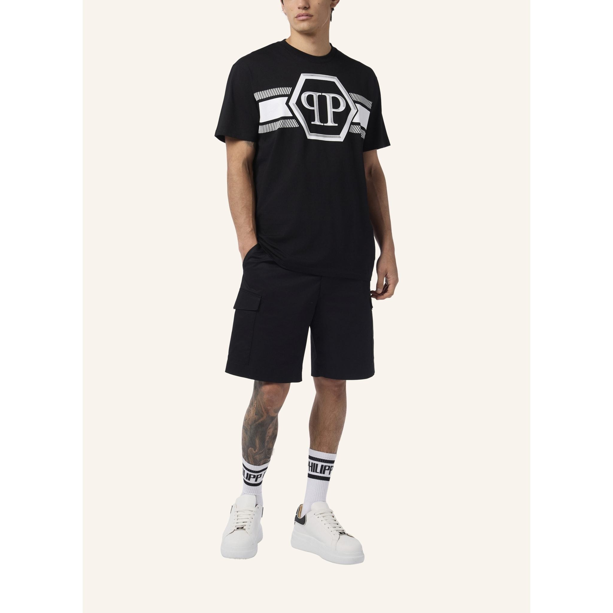 PHILIPP PLEIN Round Neck T-Shirt Hexagon Line