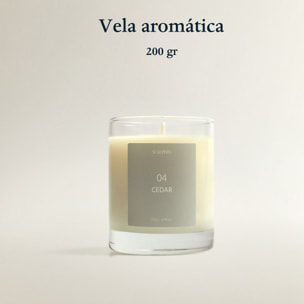 Set de 4 velas aromáticas de 200gr con aromas de jazmín blanco, cashemere, vainilla de madagascar y cedro scalpers