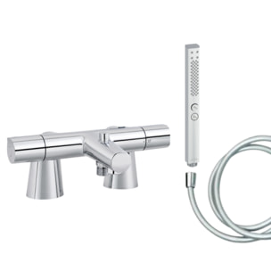 Mitigeur baignoire Simone + pommeau de douche Shift+ carré + flexible de douche lisse + colonnettes