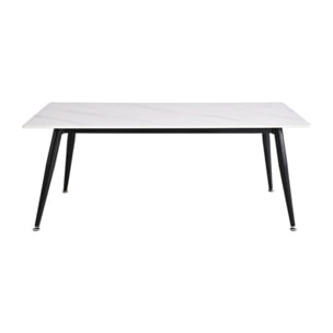 Table basse 120x60cm plateau céramique effet marbre pieds métal - STONE 2