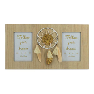 Portafoto da muro in legno piume multiplo 2 foto cm40x21,5