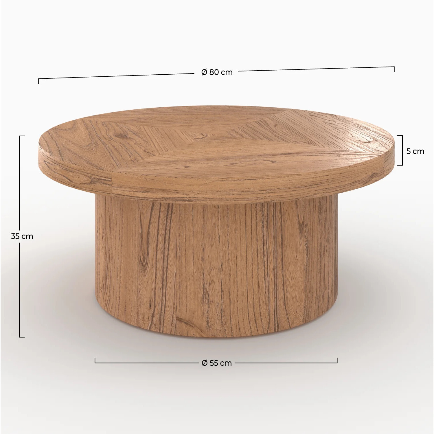 Table basse ronde en bois d'orme D80 cm - Garance