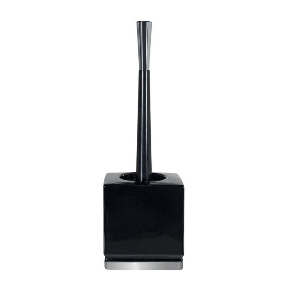 Brosse Wc avec support Céramique ROMA Noir & Argent Spirella