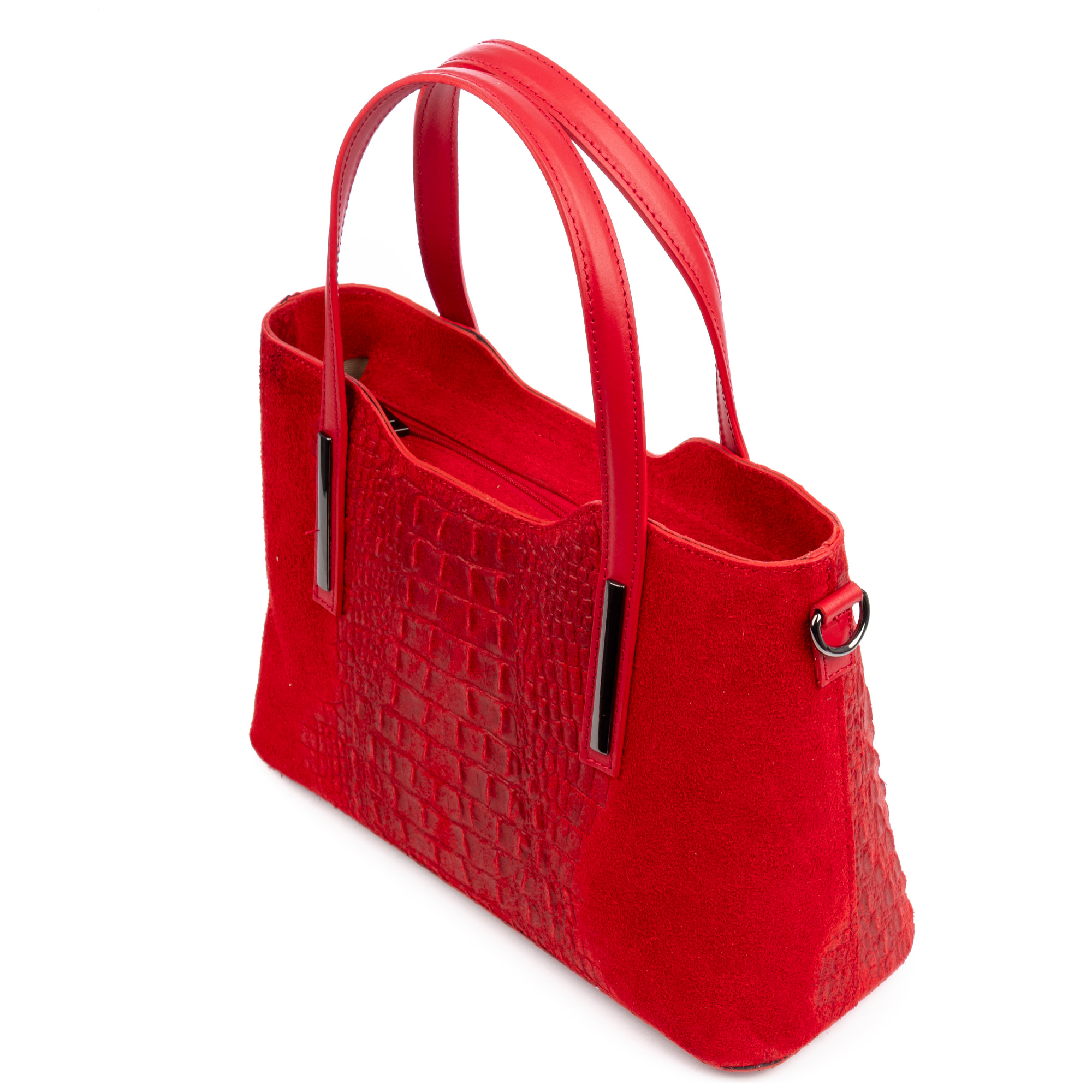 Fiesole bolso tote mujer. Piel auténtica Gamuza grabado cocodrilo.