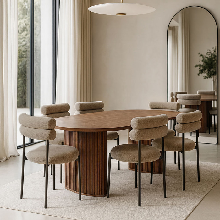 Ensemble table ovale et 6 chaises marron