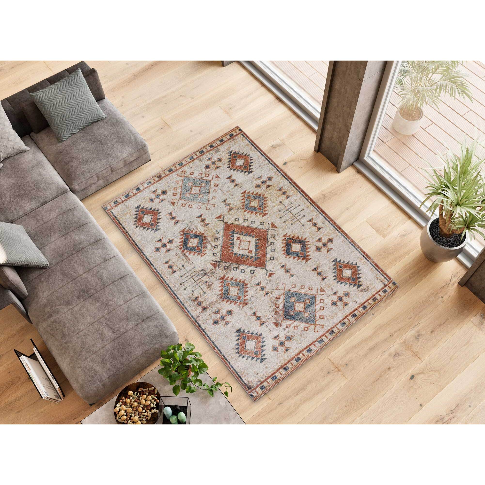 PARMA Alfombra estilo Ã©tnico de pelo corto en tonos terracota, varias medidas disponibles