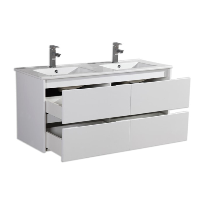 Ensemble meuble de salle de bain 120 cm blanc laqué Aquadoli