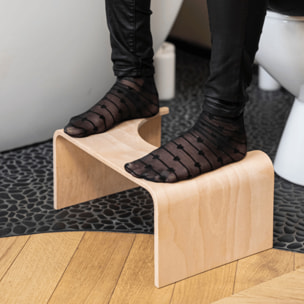 WC au sol sans bride Rodin+ sortie vario avec abattant +  tabouret physiologique bois