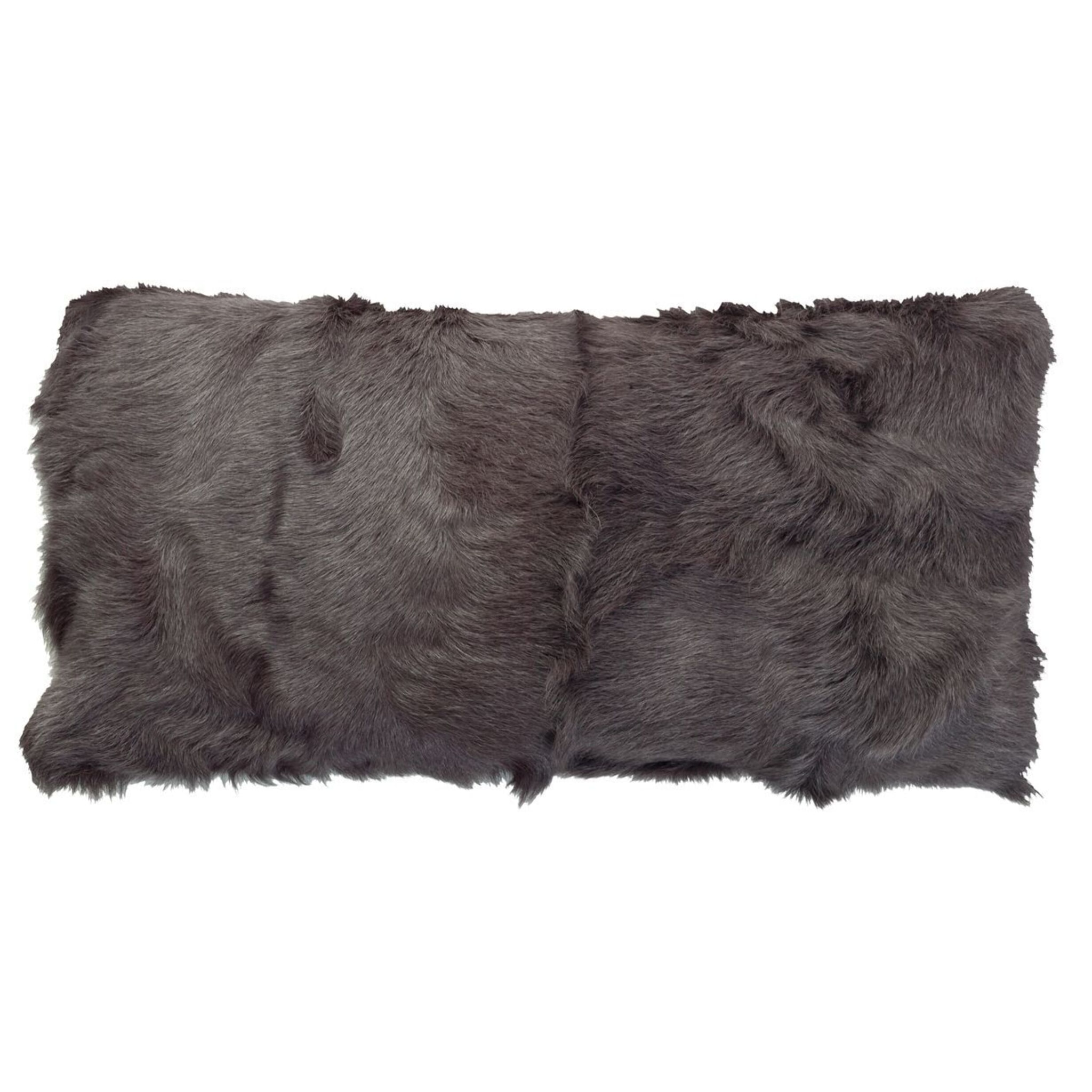 Coussin en poils de chèvre frisés gris 25x50cm
