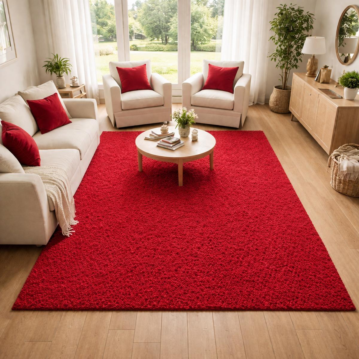 Tapis poils longs shaggy tissé motif uni ZASIVE