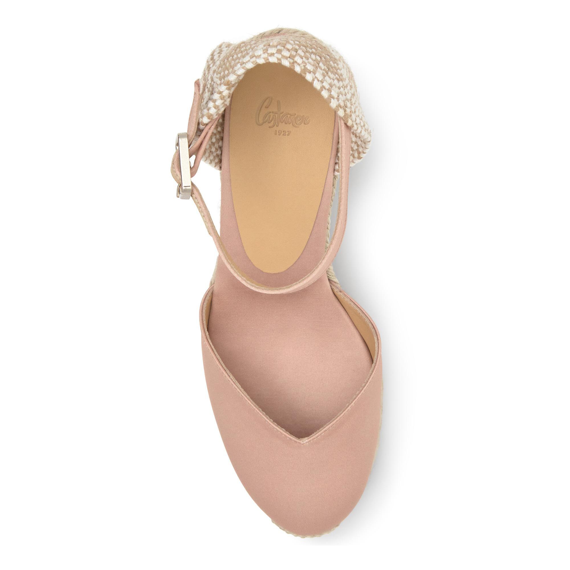 Alpargata de cuña Chiarita en raso con cierre de pulsera