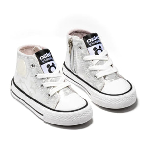 Sneakers alte per bambini con stelle argentate che si illuminano al buio