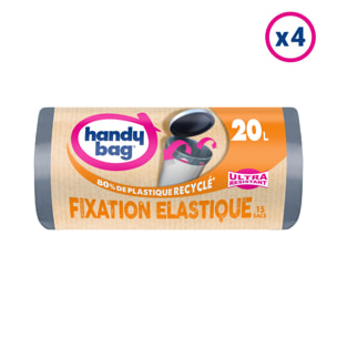 4x15 Sacs Poubelle 20L Fixation Elastique Handy-Bag - 80% de plastique recyclé