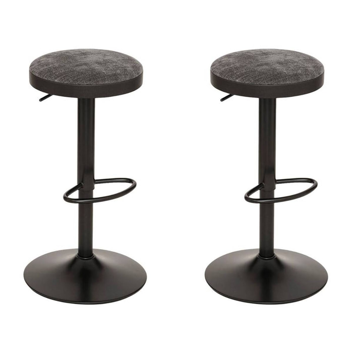 Lot de 2 tabourets de bar Ilsa gris foncé