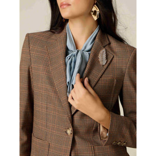 Oltre - Blazer check con spilla - Marrone