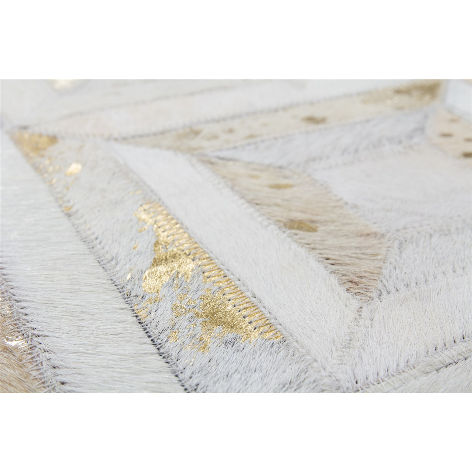 Pouf a cubo Dazzle in pelle avorio e oro
