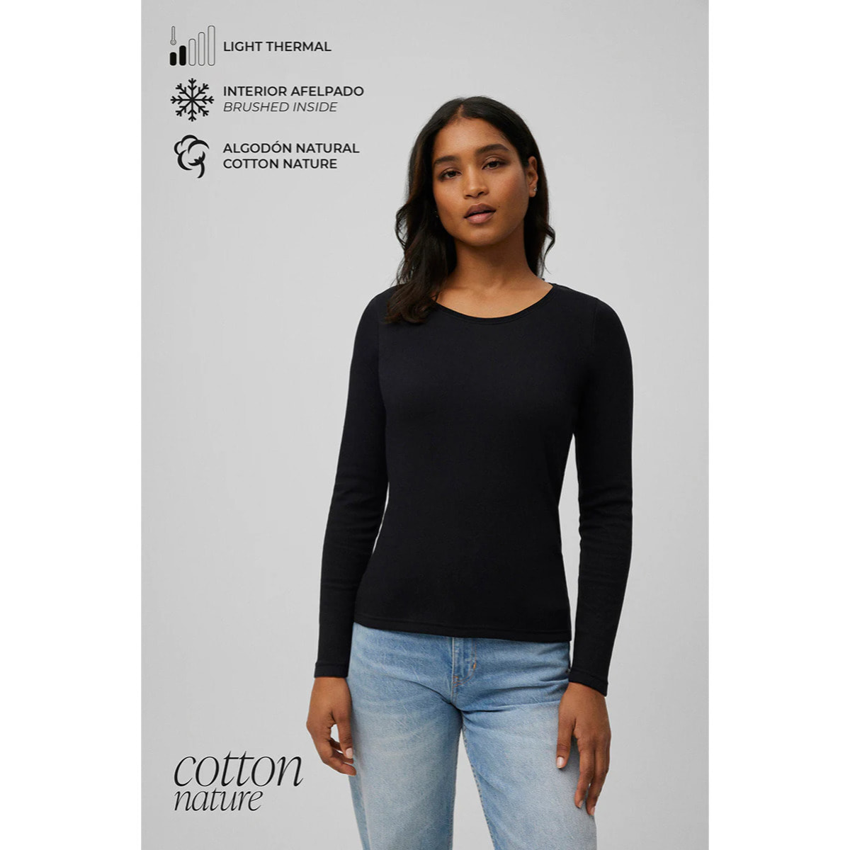 T-shirt da donna in caldo cotone con fodera in pile