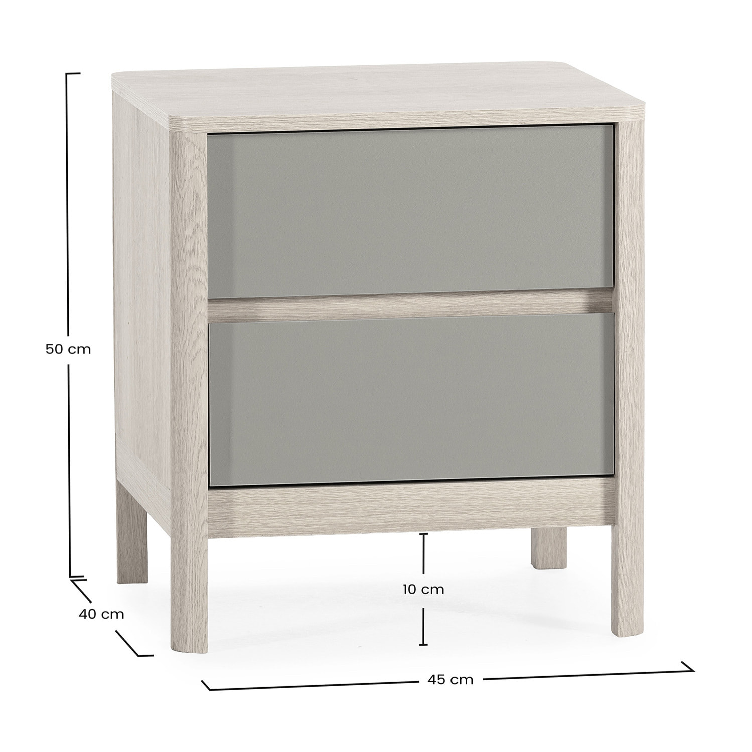 Mesita de noche Nassau 2 cajones efecto Roble/Verde