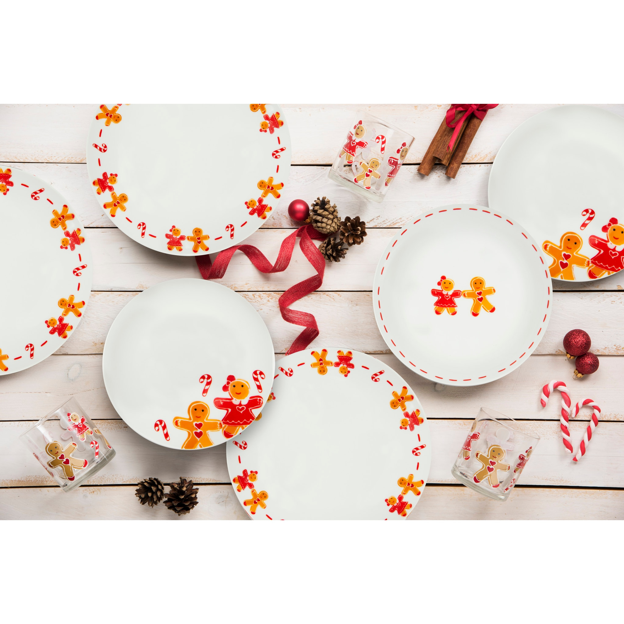 Service de table 18 pièces Excelsa – Ginger Boy&Girl, Porcelaine Blanc