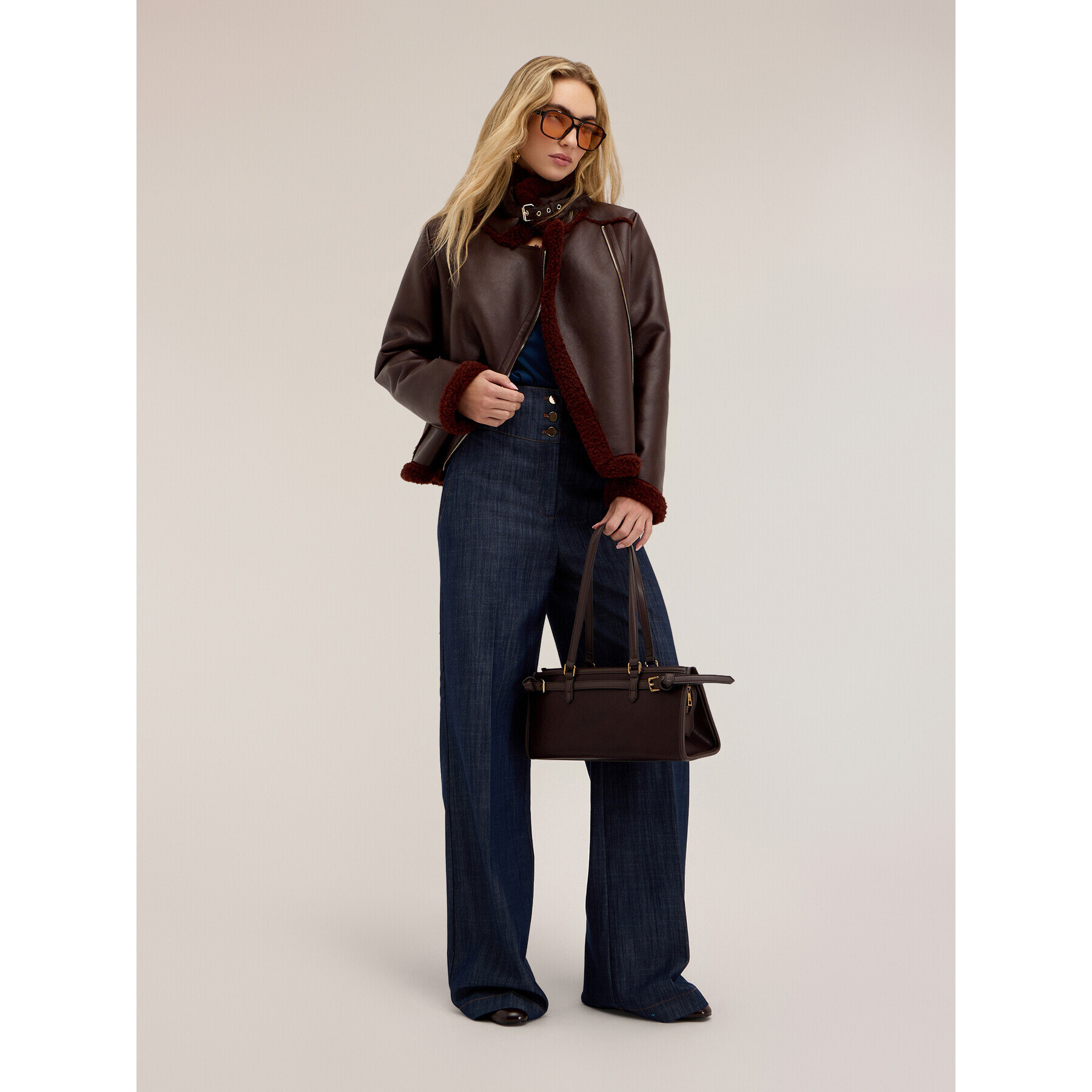 Motivi - Giubbotto biker con collo shearling - Bordeaux