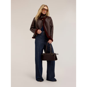 Motivi - Giubbotto biker con collo shearling - Bordeaux