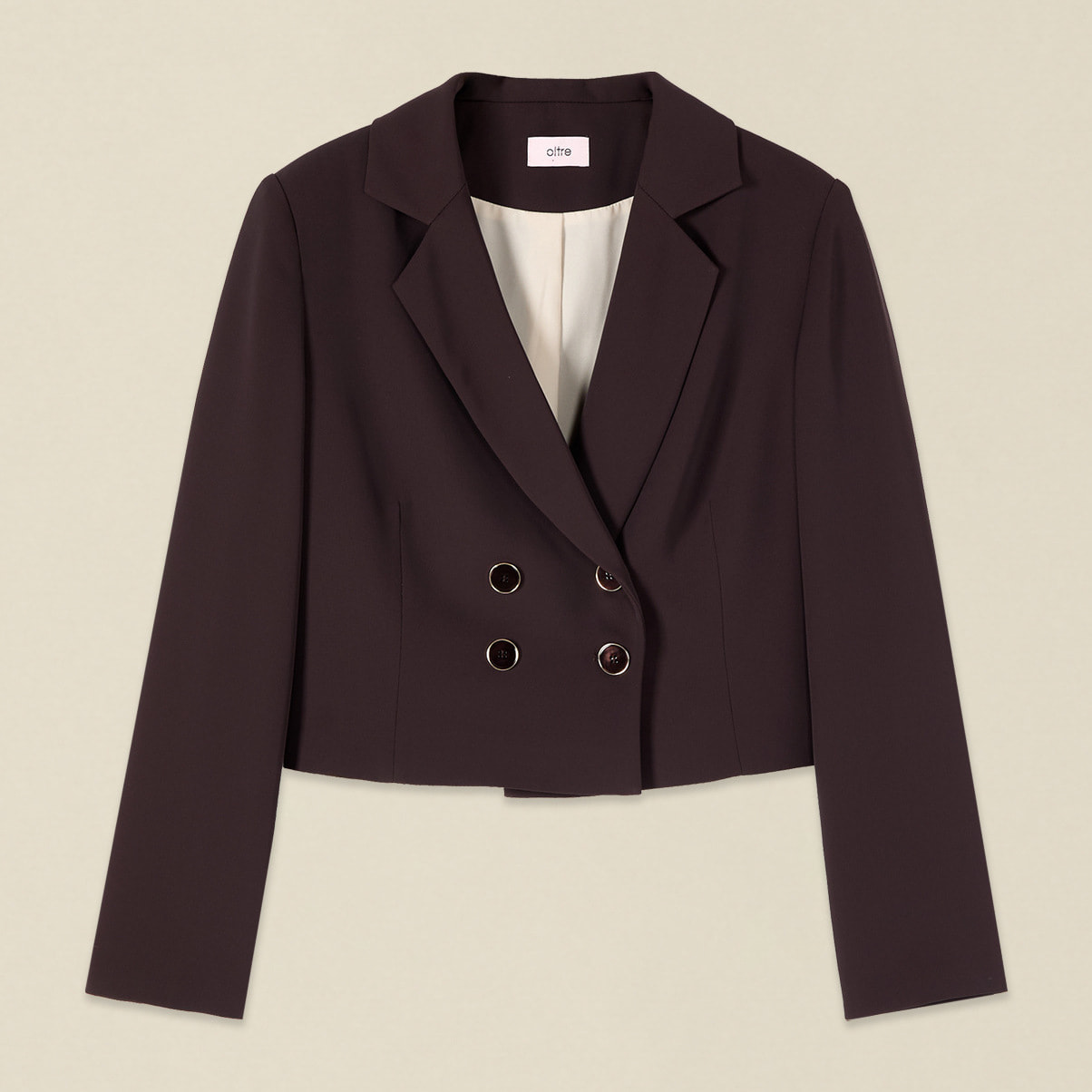 Oltre - Blazer cropped doppiopetto - Marrone