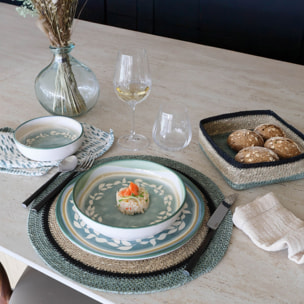 Lot de 6 assiettes plates en faïence verte 27,5cm CAPRIA