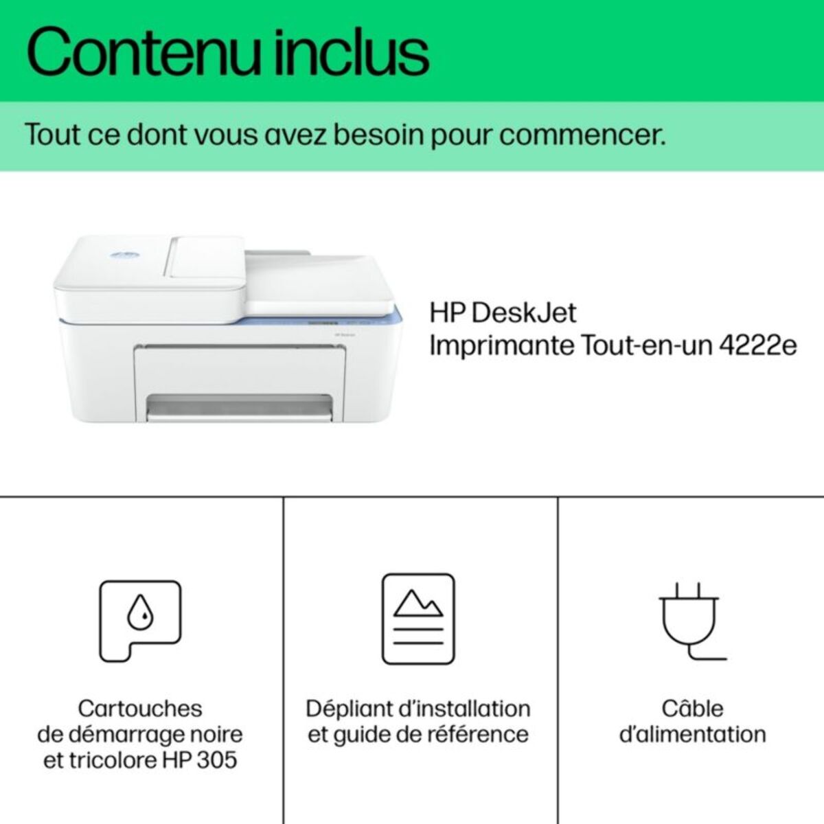 Imprimante jet d'encre HP DeskJet 4222e éligible Instant Ink